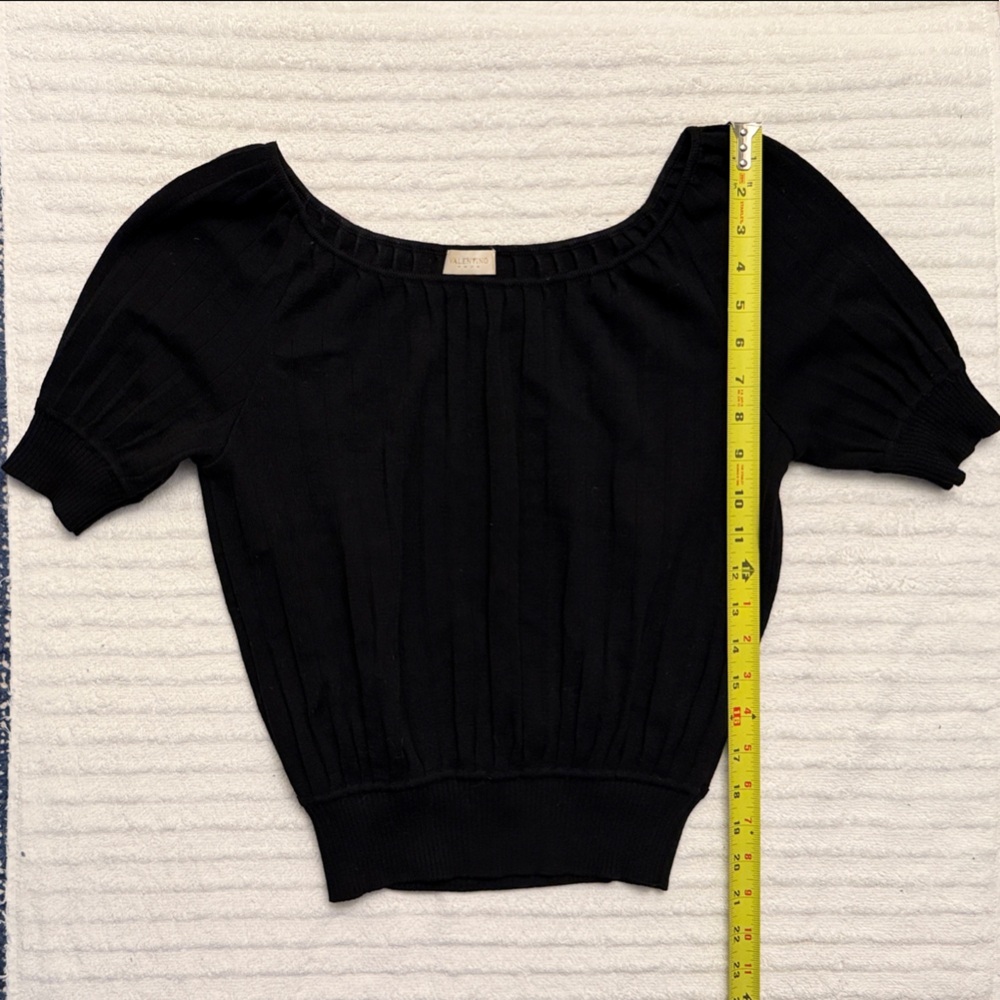 Valentino Black Knit Short-Sleeve Sweater Top